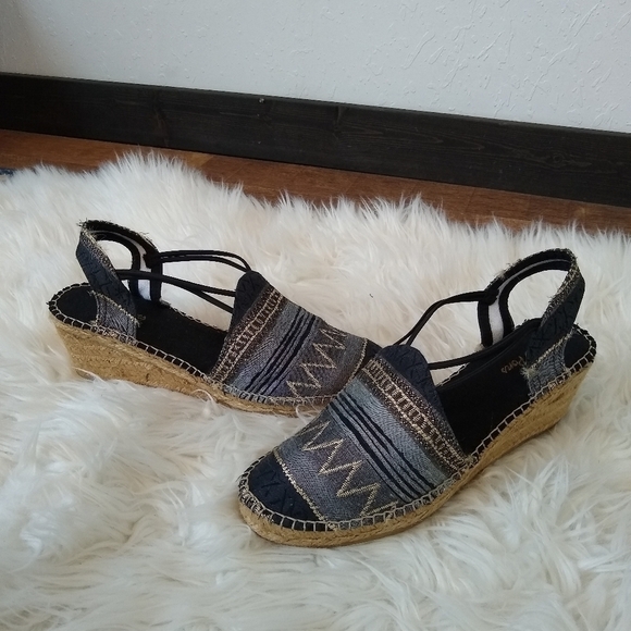 🆕 TONI PONS Boho Espadrille Wedge Pattern wedges Anthropologie Anthro - Picture 8 of 12